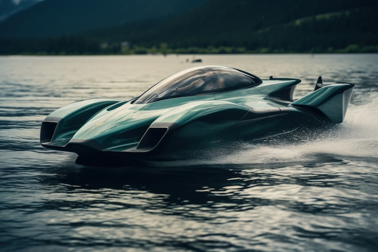 Bateau sportif rapide rouge